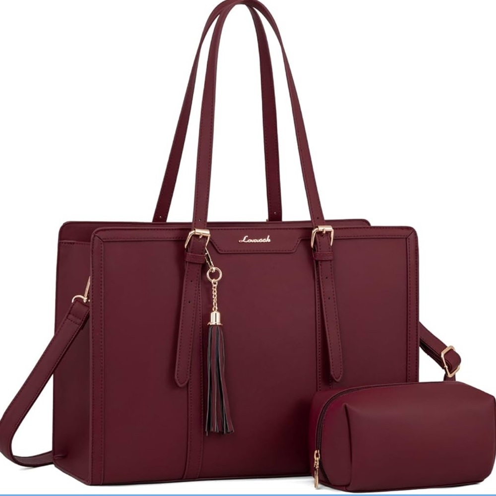 Lovenook Women's Burgundy Tote Bag Set Tik Tok Viral Work Bag